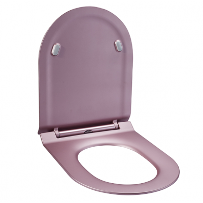 Wide D quick release glitter decorative Matte pink Elongated Toilet seat